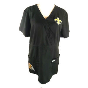 Grey's Anatomy Women's  New Orléans Saints Scrub Top Black Gold XL